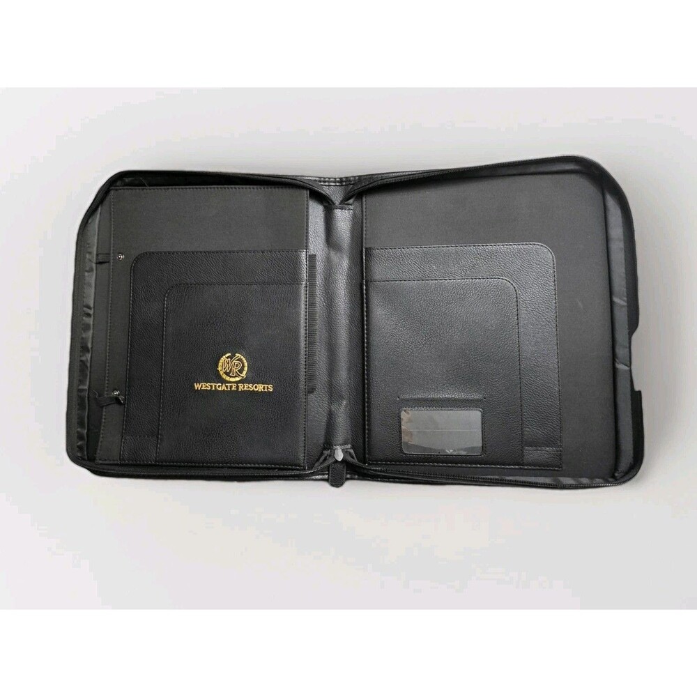 Westgate Resorts Laptop Briefcase Organizer Black 13.5" x 11" Faux Leather Zip